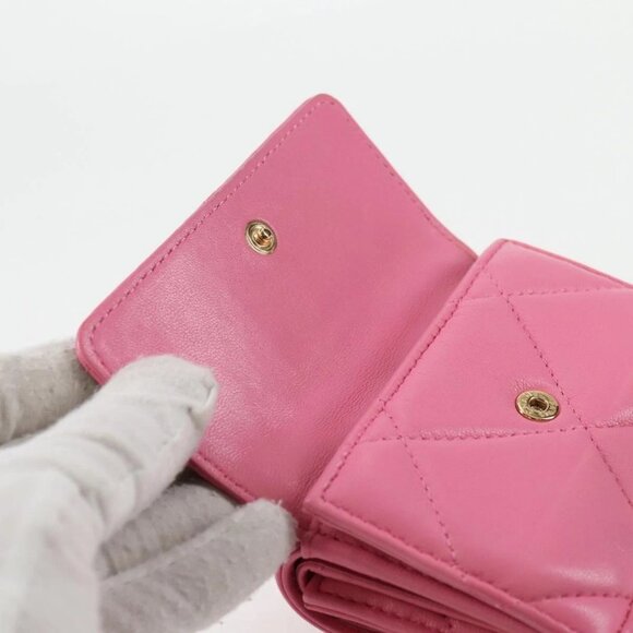 CHANEL Matelasse Compact Wallet Lamb Skin Pink Gold - Picture 6 of 16